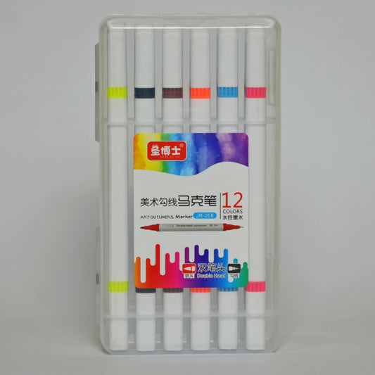 12-Color Outliner Marker Set - Professional Grade