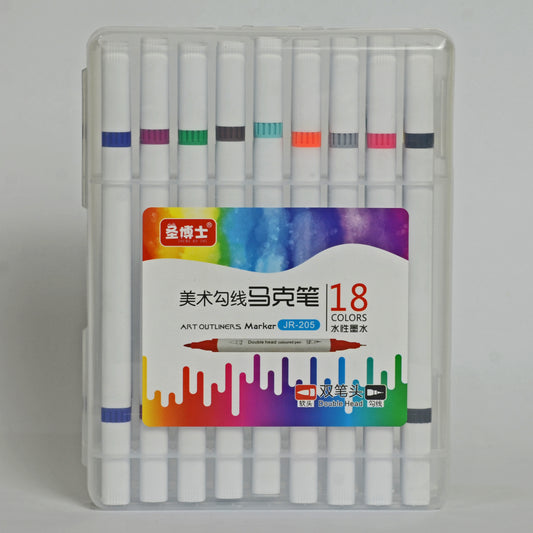 18-Color Outliner Marker Set - Professional Grade