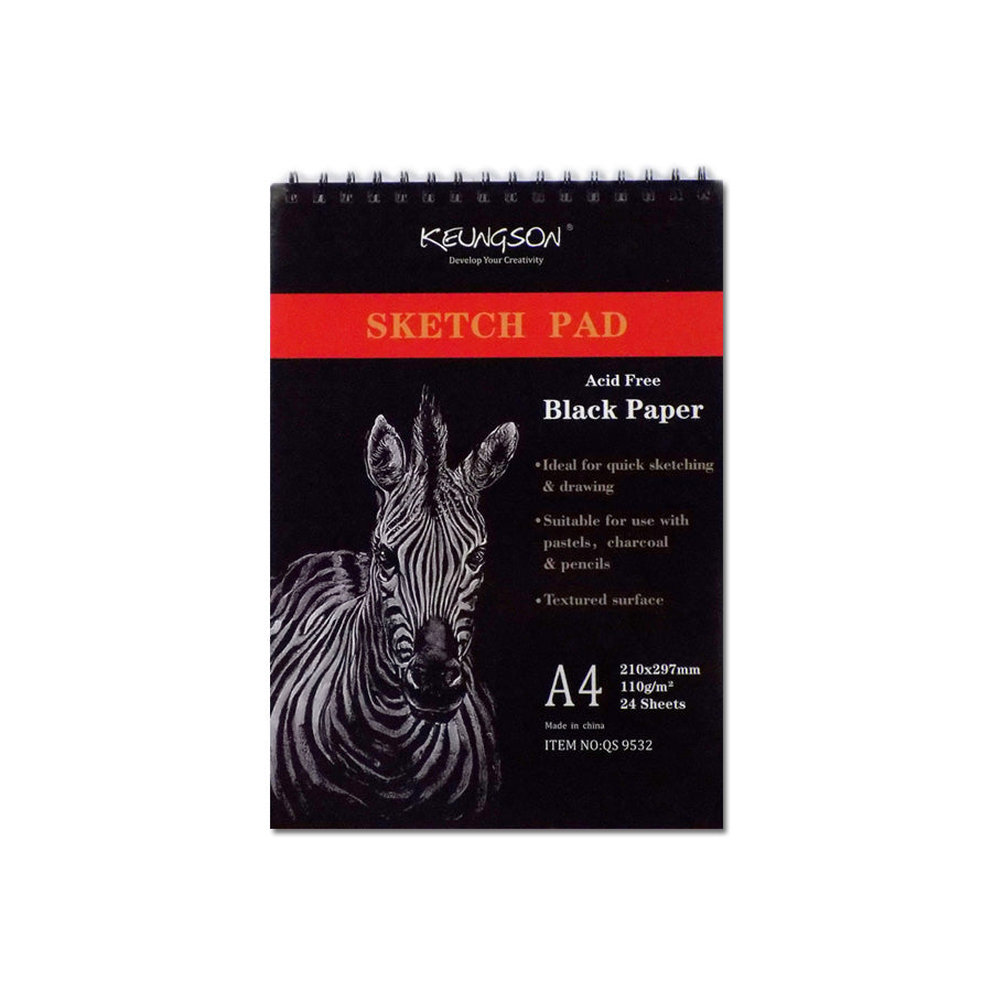 Black Paper Sketch Pad - Acid free Quick Sketching & Drawing