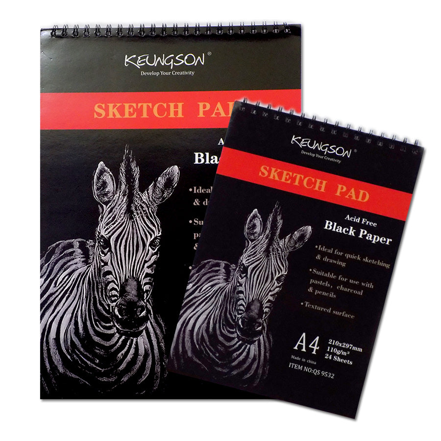 Black Paper Sketch Pad - Acid free Quick Sketching & Drawing